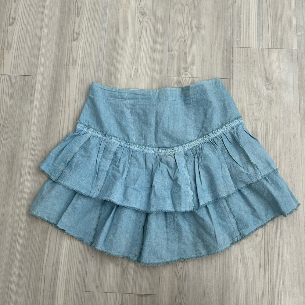 Ruffles In The Sand Denim Skirt - Picture 9 of 11